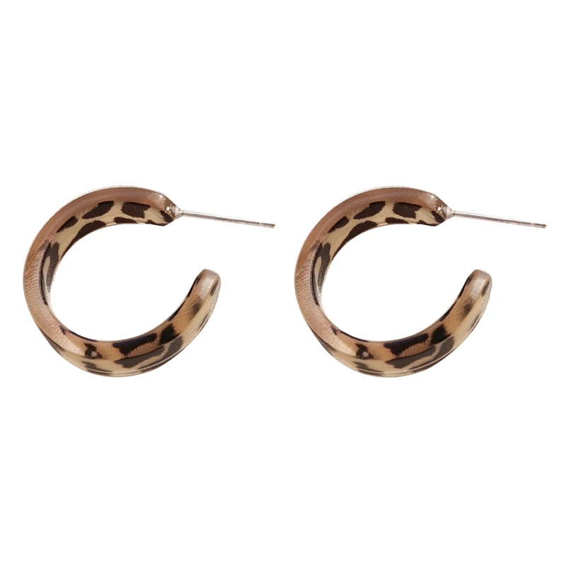 

S925 needle Fashion Hoop Earrings Hot Selling Round Vintage Temperament Leopard print Resin Earrings For Women Girl Gifts