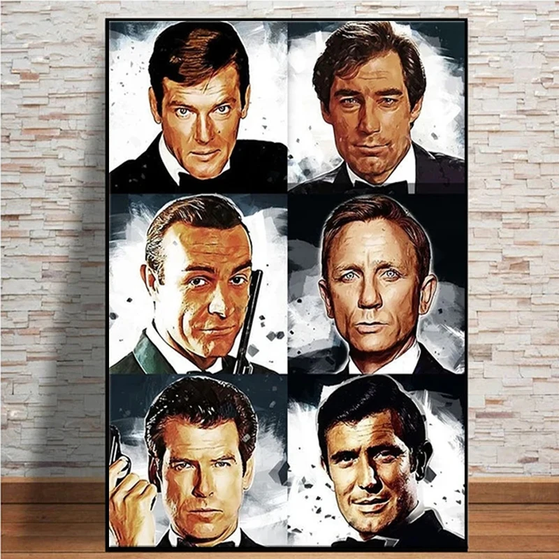 

Graffiti James Bond Portrait Canvas Painting Wall Art Classic Movie 007 Actors Poster Prints For Living Room Funny Home Decor