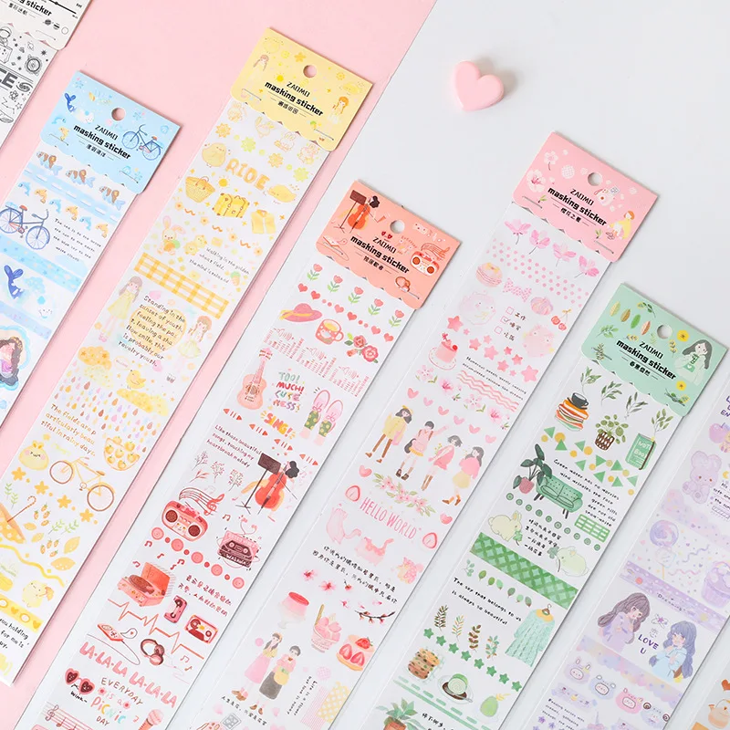 

Sakura Summer Series Paper Tape Paper Tape Scrapbook Stationery Decoration Strip Tape Stickers Stationery