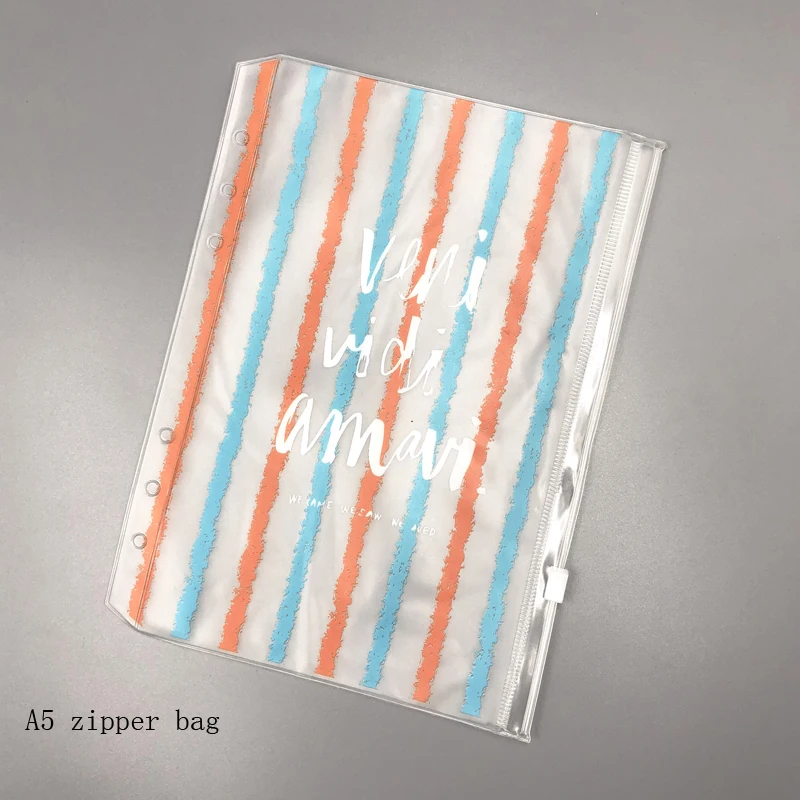 A5 color stripe Fromthenon милый блокнот сумка для хранения прозрачный ПВХ сумки на молнии аксессуары для планировщика для Filofax 6 отверстий мешочек дневник канцелярские принадлежности - Цвет: A5 color stripe