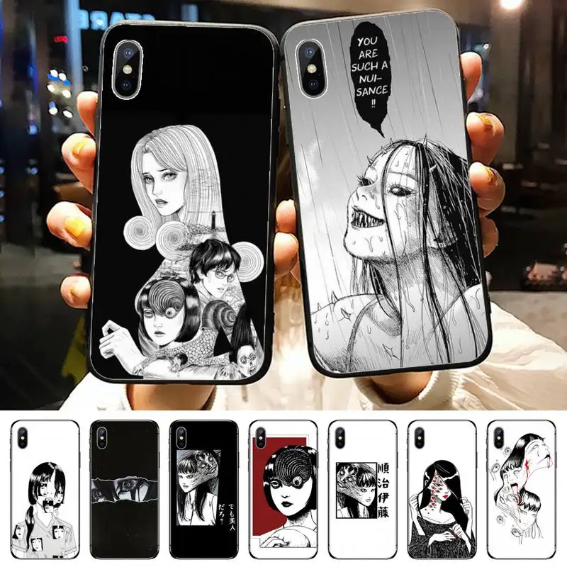 

Junji Ito Tees Horror Anime Phone Case for iPhone 11 12 pro MINI XS MAX 8 7 6 6S Plus X 5S SE 2020 XR