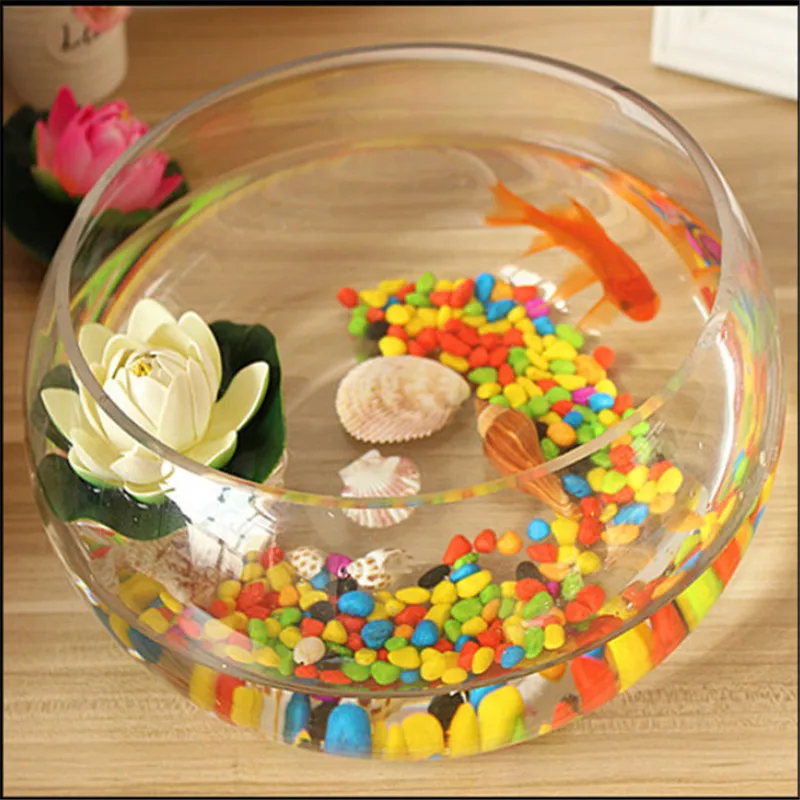HONGYI round cylinder Round goldfish tank Ecological creativity Glass fish Large turtle Hydroponic vase | Дом и сад