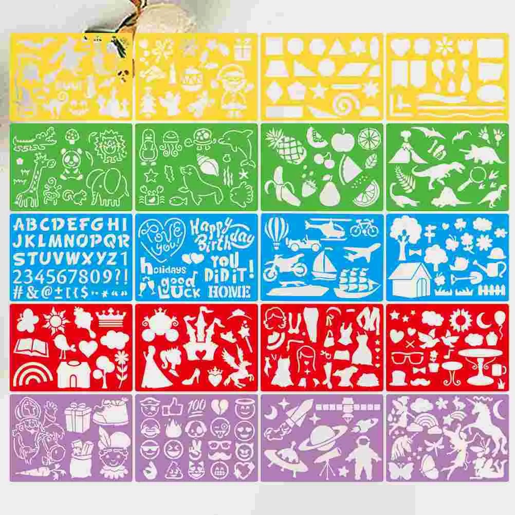 

20pcs Drawing Stencils Hollow Painting Templates Plastic English Letters Numbers Templates