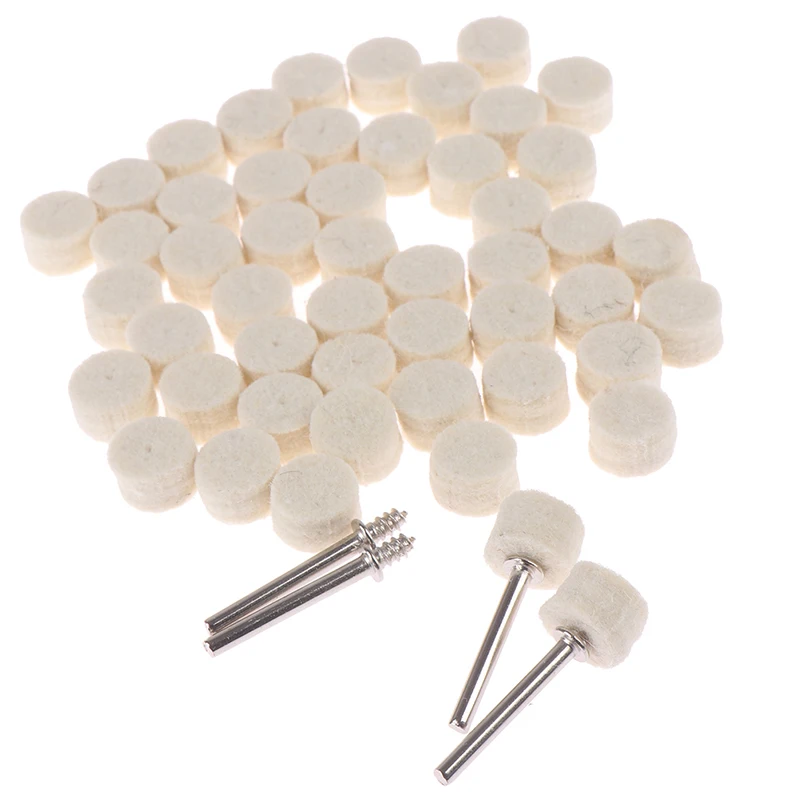 

50Pcs Grinding Polishing Pad Dremel Accessories 13mm Wool Felt Polishing Buffing Wheel+4Pcs 3.2 Mm Shanks For Rotary Tool