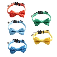 cute dot bowknot cat collars chihuahua puppy collar with bells adjustable buckle bow tie kitten necklace