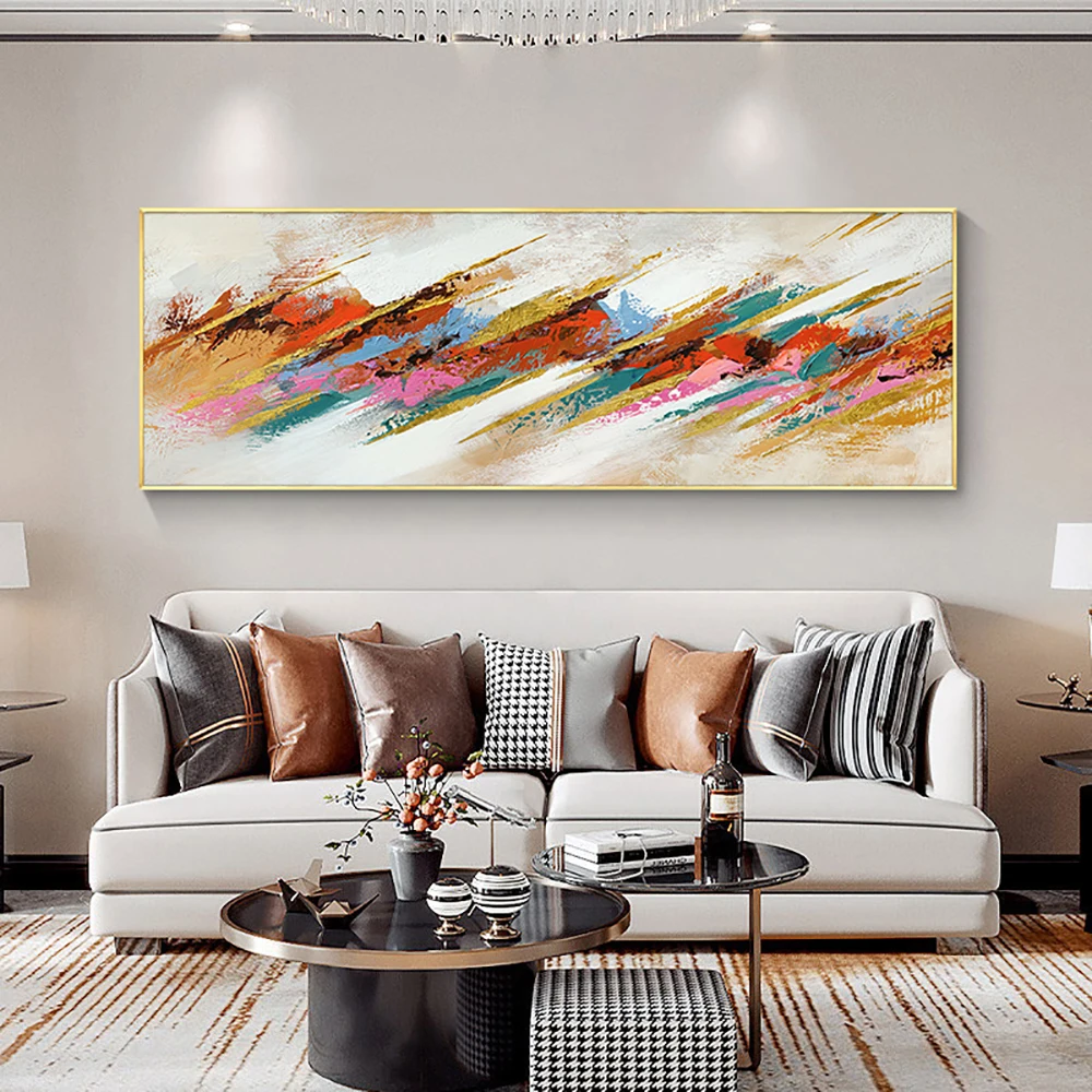 

100% ручная роспись абстрактный красочный современный пейзаж картина маслом на холсте Настенная картина акриловые картины для гостиной