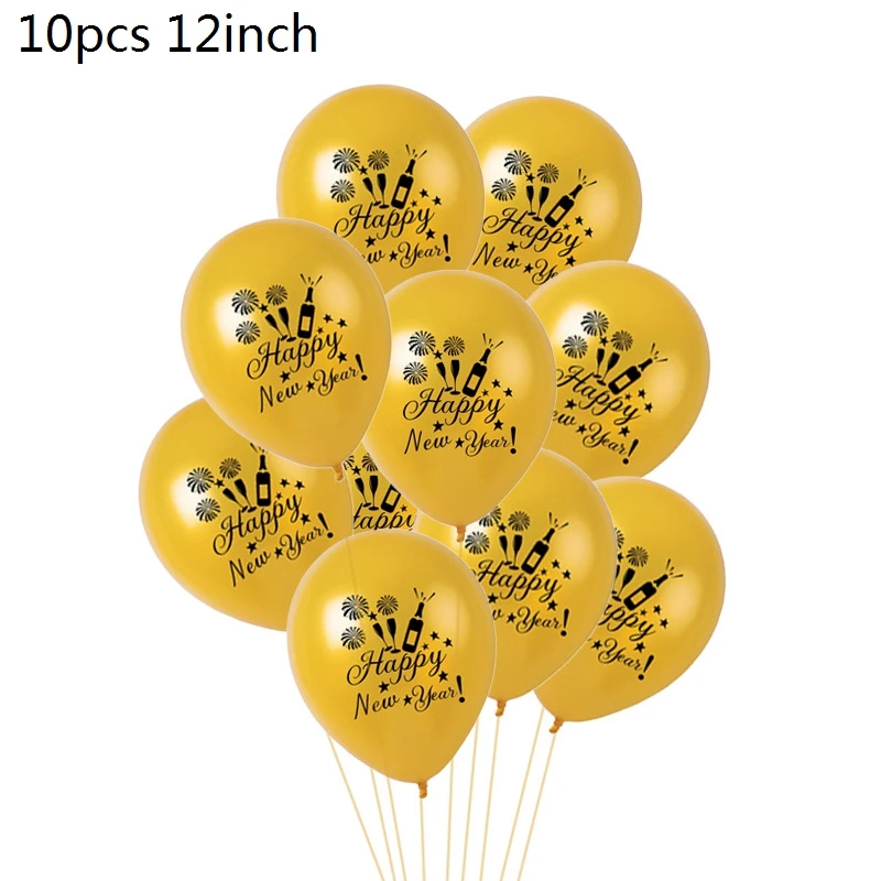B04-10pcs gold globo Счастливый год круглый шар звезда бутылки вина фольга, латекс воздушный шар баллон гелия год вечерние украшения год - Цвет: B04-10pcs gold globo