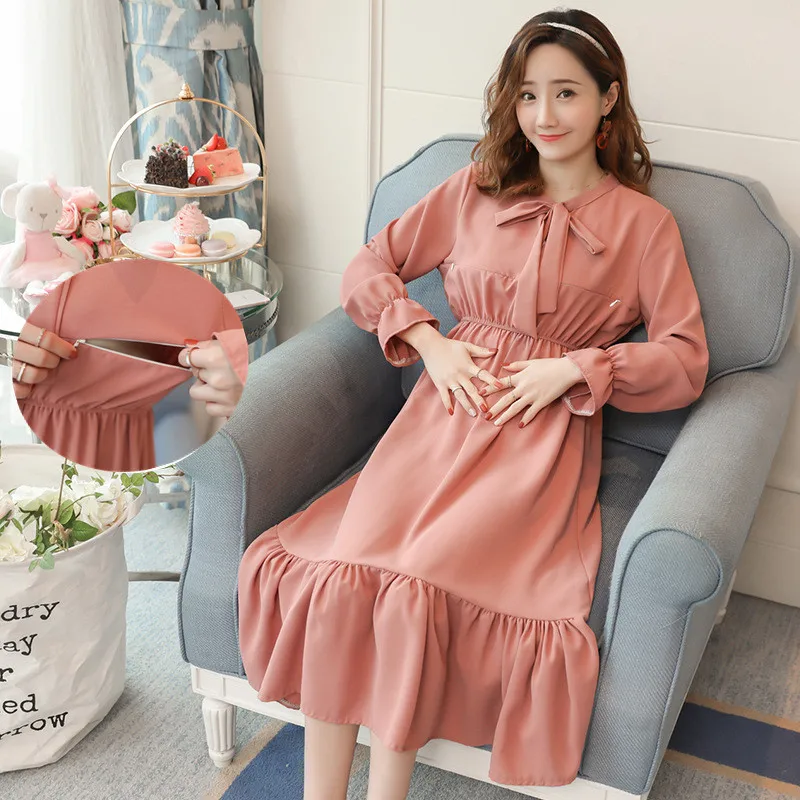 Платье макси для беременных невидимое Женская одежда кормящих женщин платья с