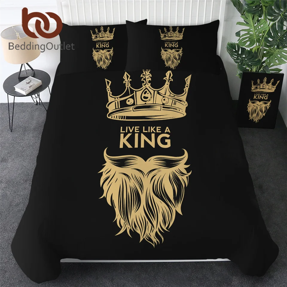 Постельное белье Outlet Crown, Комплект постельного белья, черное, желтое, модное одеяло, покрывало, 3 предмета, усы, хипстер, покрывало, набор, покрывало для бороды