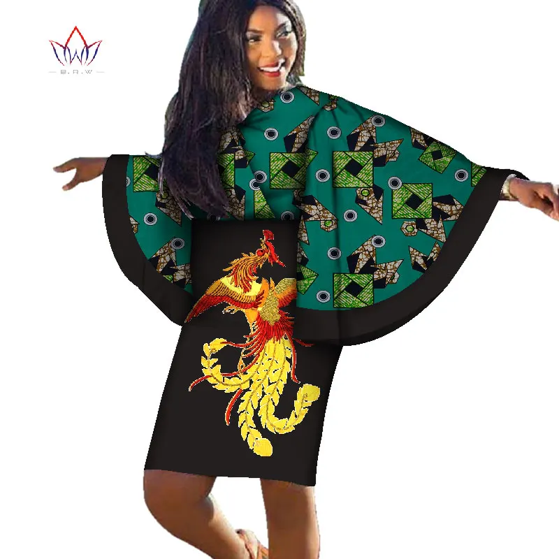 Летние африканские платья для женщин модный халат Платье До Колена с цветочным