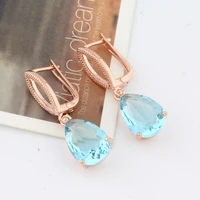 korean new design fashion jewelry water droplets shape earrings zircon party earrings for women new year gifts 2021
