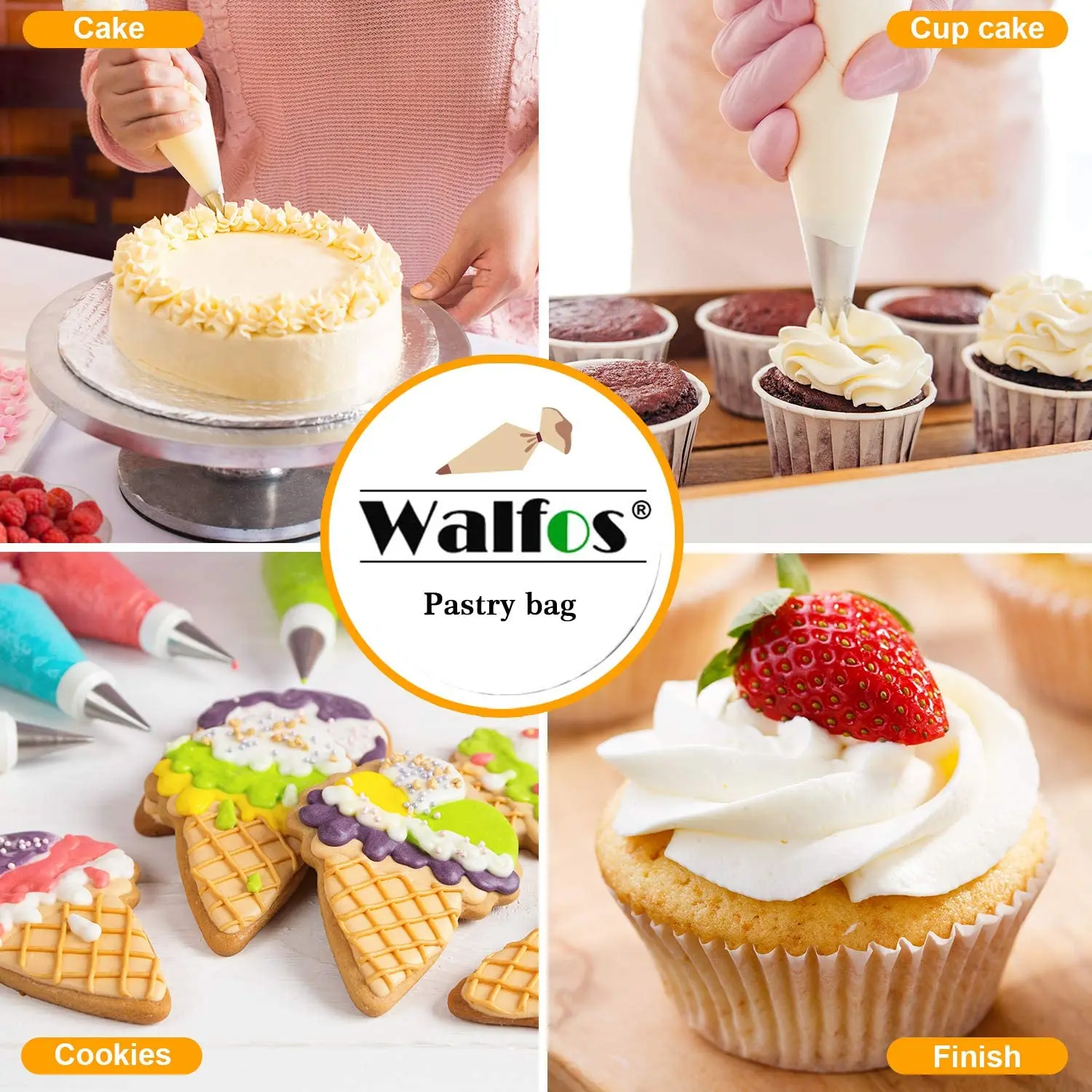 

WALFOS 100PCS Pastry Bags DIY Cooking For Cake Cream Decorating Tips Fondant Pastry Bag Tools Kitchen Baking Accessories
