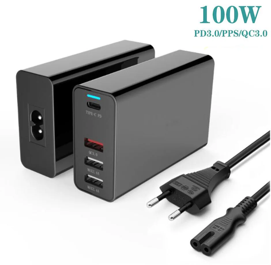 

100W 4-Port USB C Power Adapter PD100W/87W/65W/45W/30W/18W Type C Fast Charger for Macbook Pro 13/15/16 iPhone 8 11 XS XR