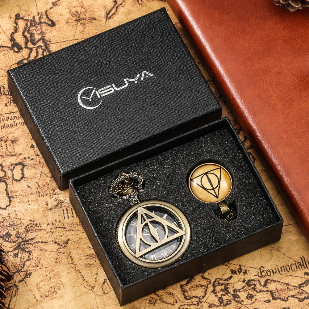 Модные карманные часы бронзовые треугольные масонские кварцевые флип-часы