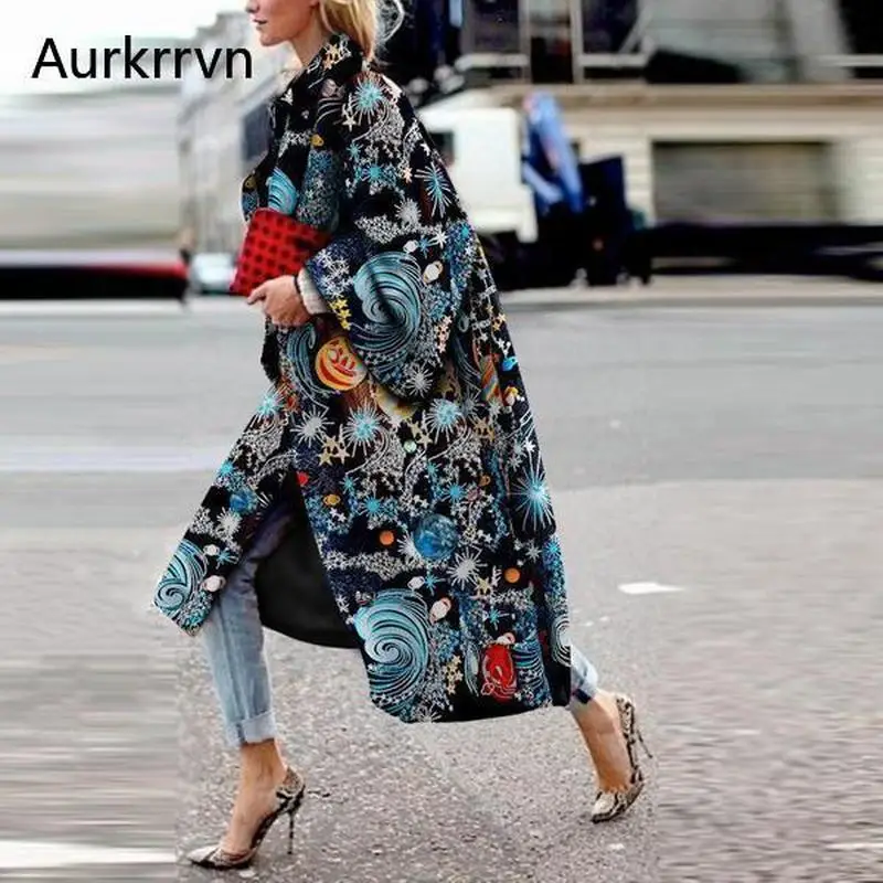 

Aurkrrvn Fashion Women Long Wool Coat Winter High Street Batwing Sleeve Woman Blend Wool Overcoat for Office Lady Elegant Outfit