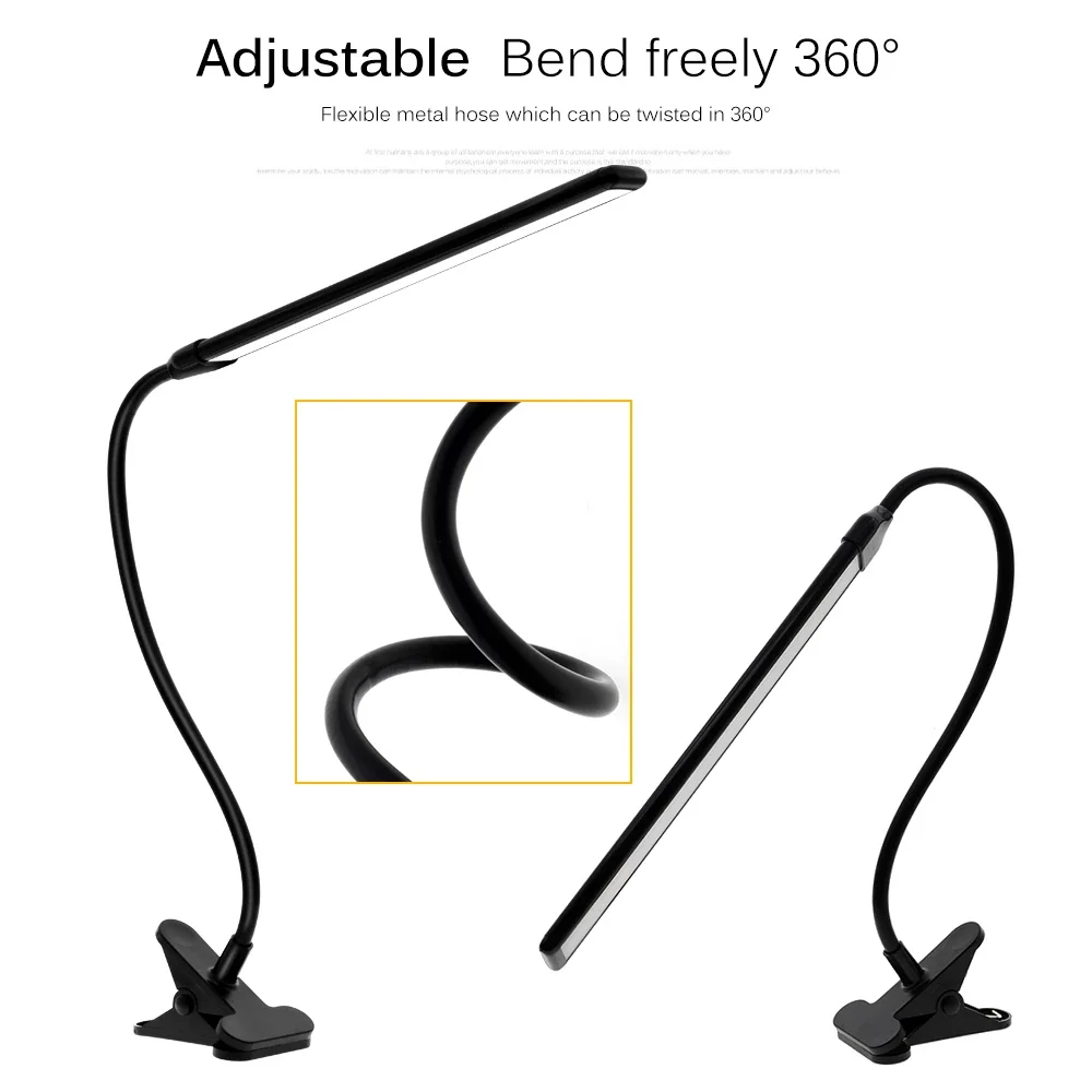 LED 360° Folding Clamp Desk Lamp Eye Protection Rechargeable Table Clip On Light For Bed Reading Working And Computers | Лампы и
