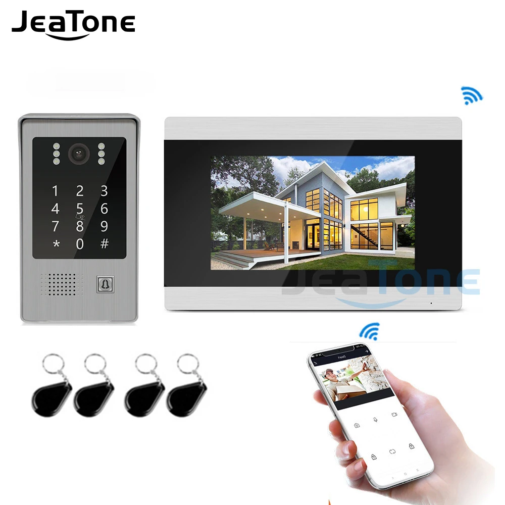 Jeatone Wireless WIFI IP Video Door Phone Intercom Touch Screen Video Doorbell Apartment Access Control System Motion Detection