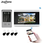 Jeatone Беспроводной Wi-Fi IP видеодомофон, домофон с сенсорным экраном, видео дверной звонок, система контроля доступа в квартиры, детектор движения