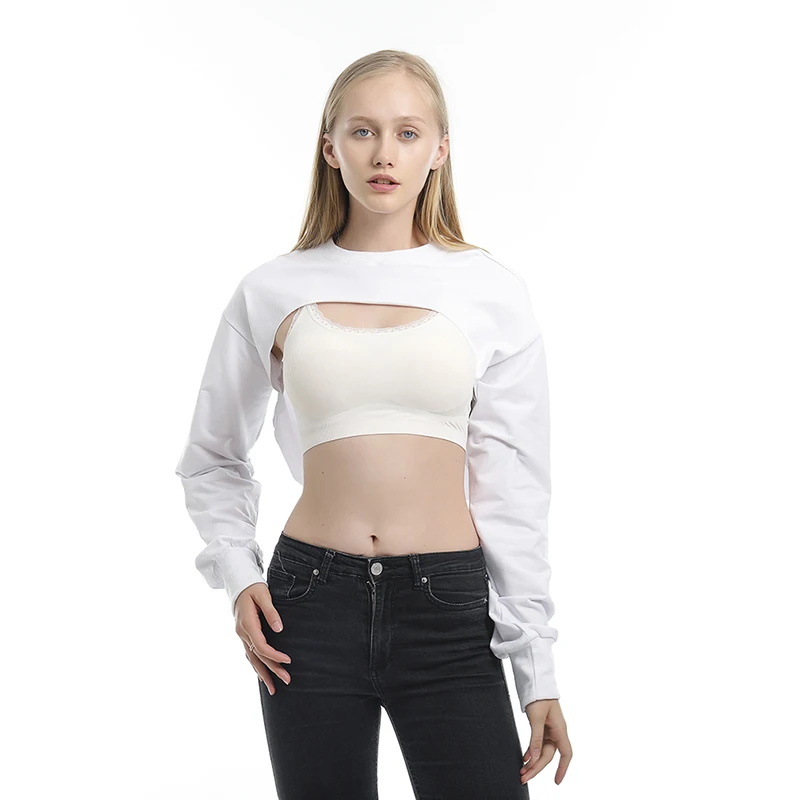 Уличная Женская Сексуальная толстовка с капюшоном укороченный топ открытая