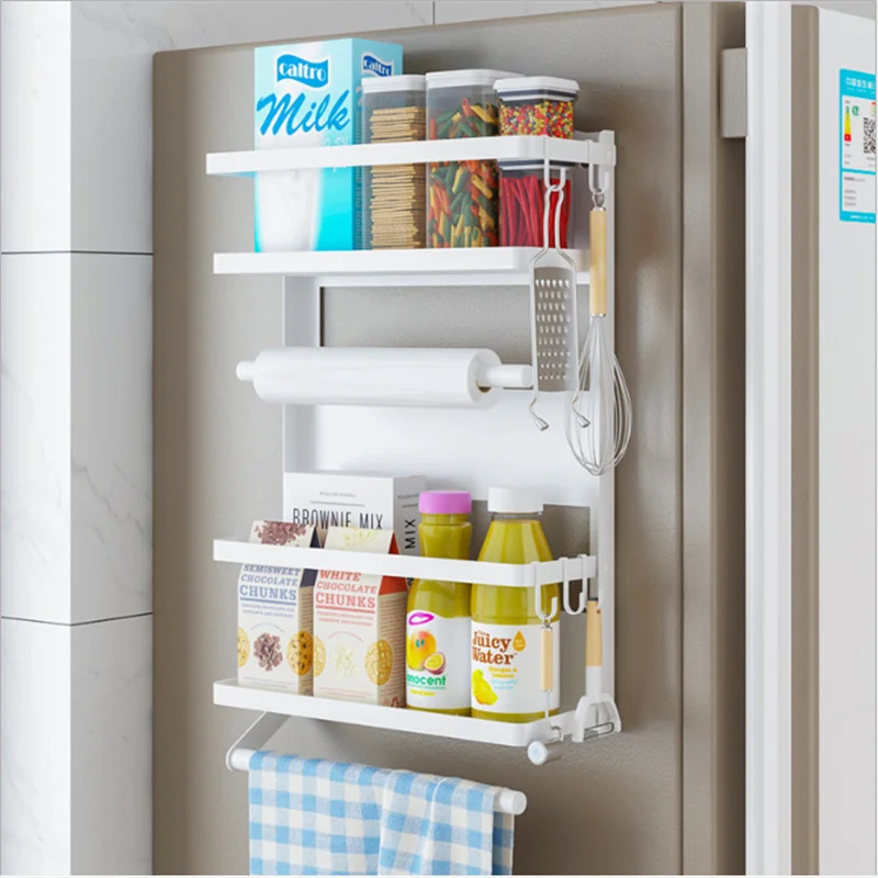 

Magnetic Adsorption Refrigerator Side Rack Wall-mounted Multi-function Storage Holder Kitchen Paper Towel Shelf Rack Organizer