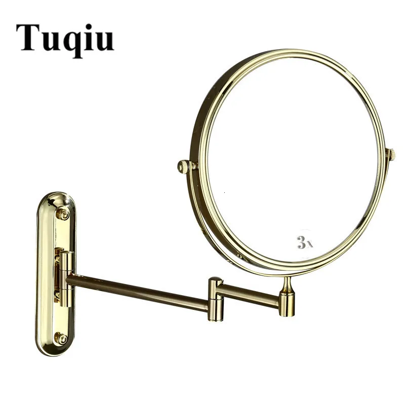 Настенное зеркало 8 дюймов Латунь 3X/1X Складная лупа золото косметическое