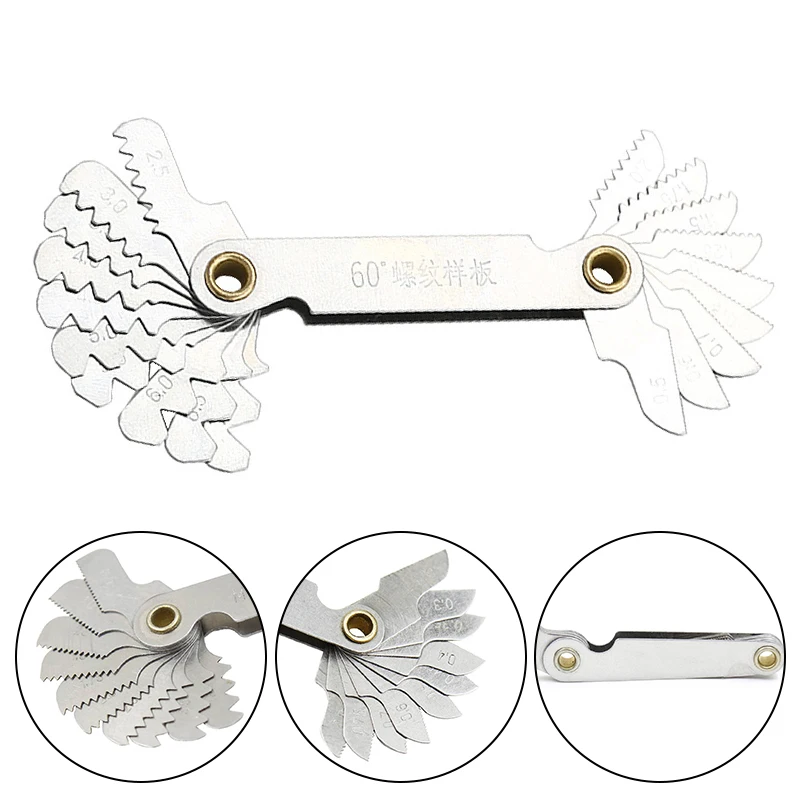 

55/60 Degree Metric Inch Thread Plug Gauge Gear Tooth Screw Pitch Gauges Measuring Carbon Steel Center Measurement Lathe Combina