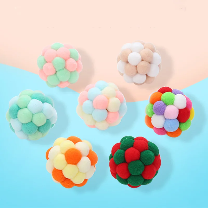 

New Pet Cat Toy Colorful Bouncy Ball Kitten Toys Funny Plush Bell Ball Mouse Toy Planet Ball Cat Toys Interactive Pet Supplies