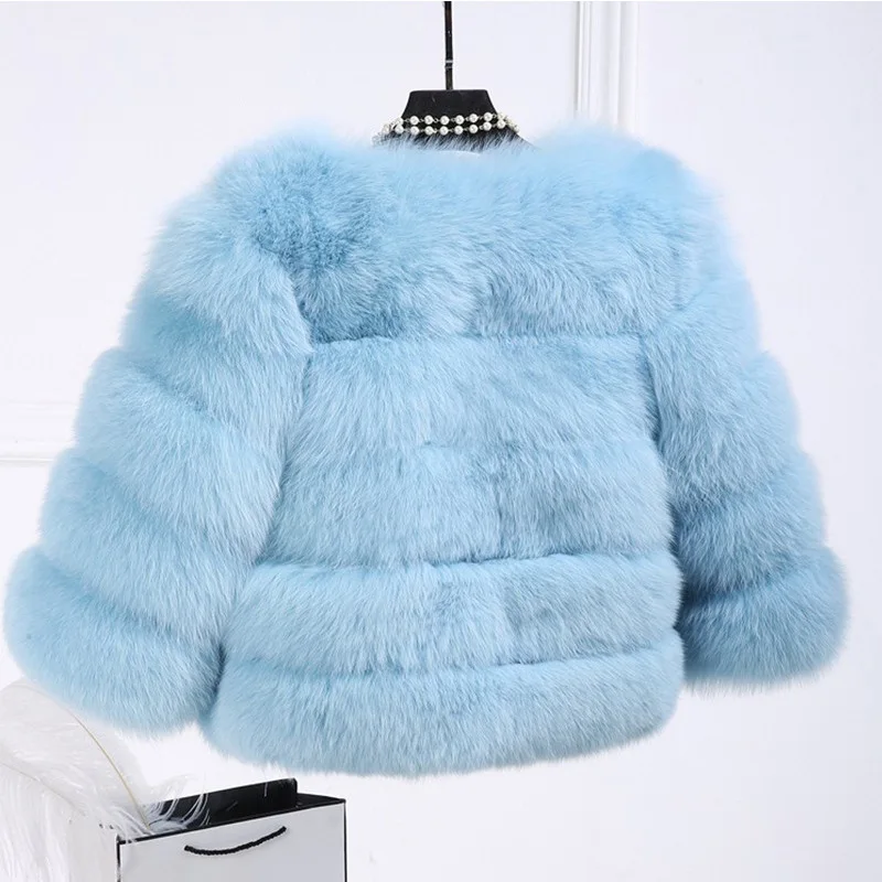 

2021 autumn and winter new short faux fur coat female imitation fur nine-point sleeve fur coat pink fur coat