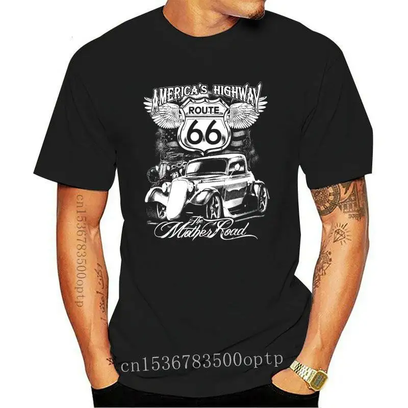 

Fashion Funny Print T Shirts Men Route 66 America's Highway T-Shirt The Mother Road Tee Shirt