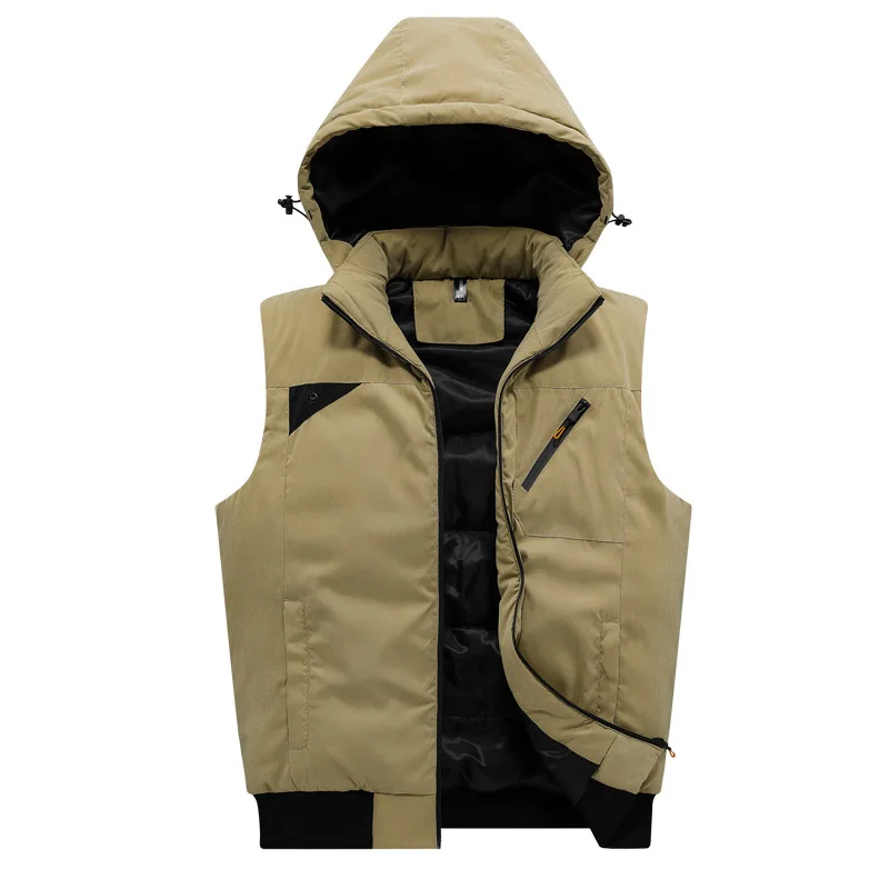 Жилет мужской зимний пуховой с капюшоном и карманами на молнии размеры XXXL |