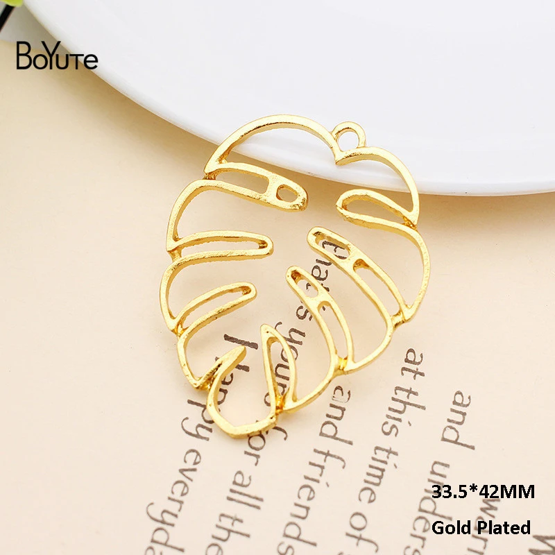Gold-33.5x42MM BoYuTe(20 Pieces/Lot) Metal Alloy 40*34MM Maple Leaf Materials Vintage Hand Made Diy Jewelry Accessories Wholesale - Цвет: Gold-33.5x42MM