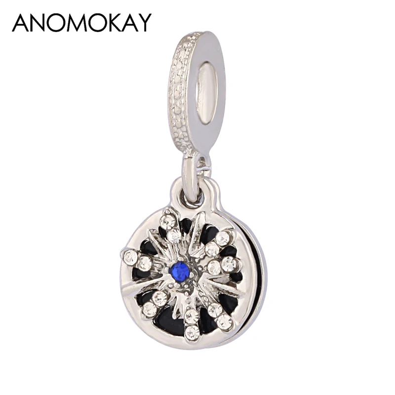 

Anomookay темно-синяя эмалированная звезда Подвеска в виде Луны подходит для браслетов и браслетов белые хрустальные бусины для изготовления ю...