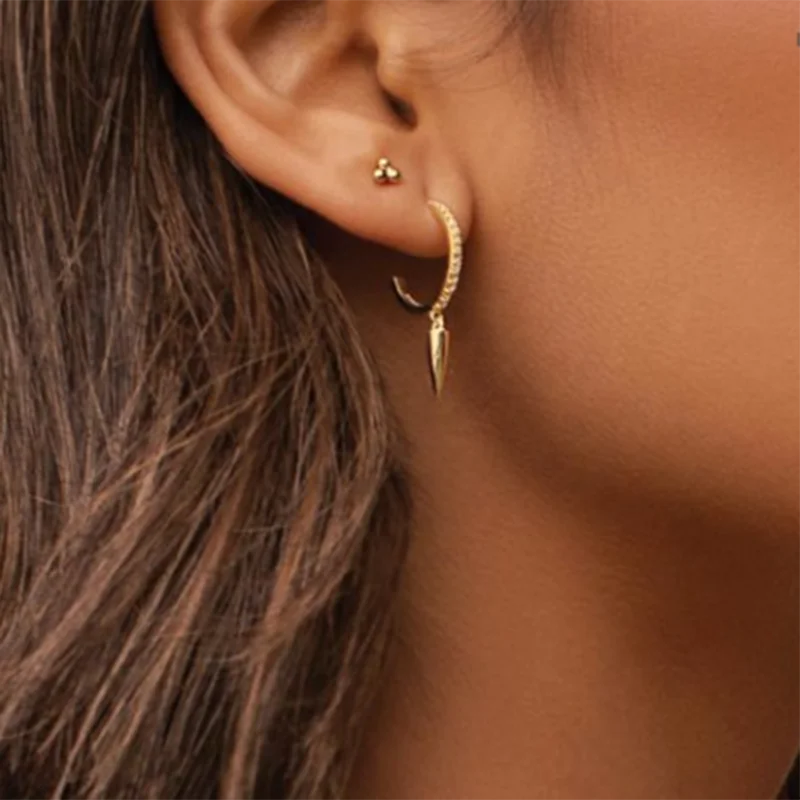 

Aide Earrings Hoops CZ Zircon Mosaic 925 Sterling Silver Small Huggie Earrings For Women Pendientes Plata 925 2021 Trend Jewelry