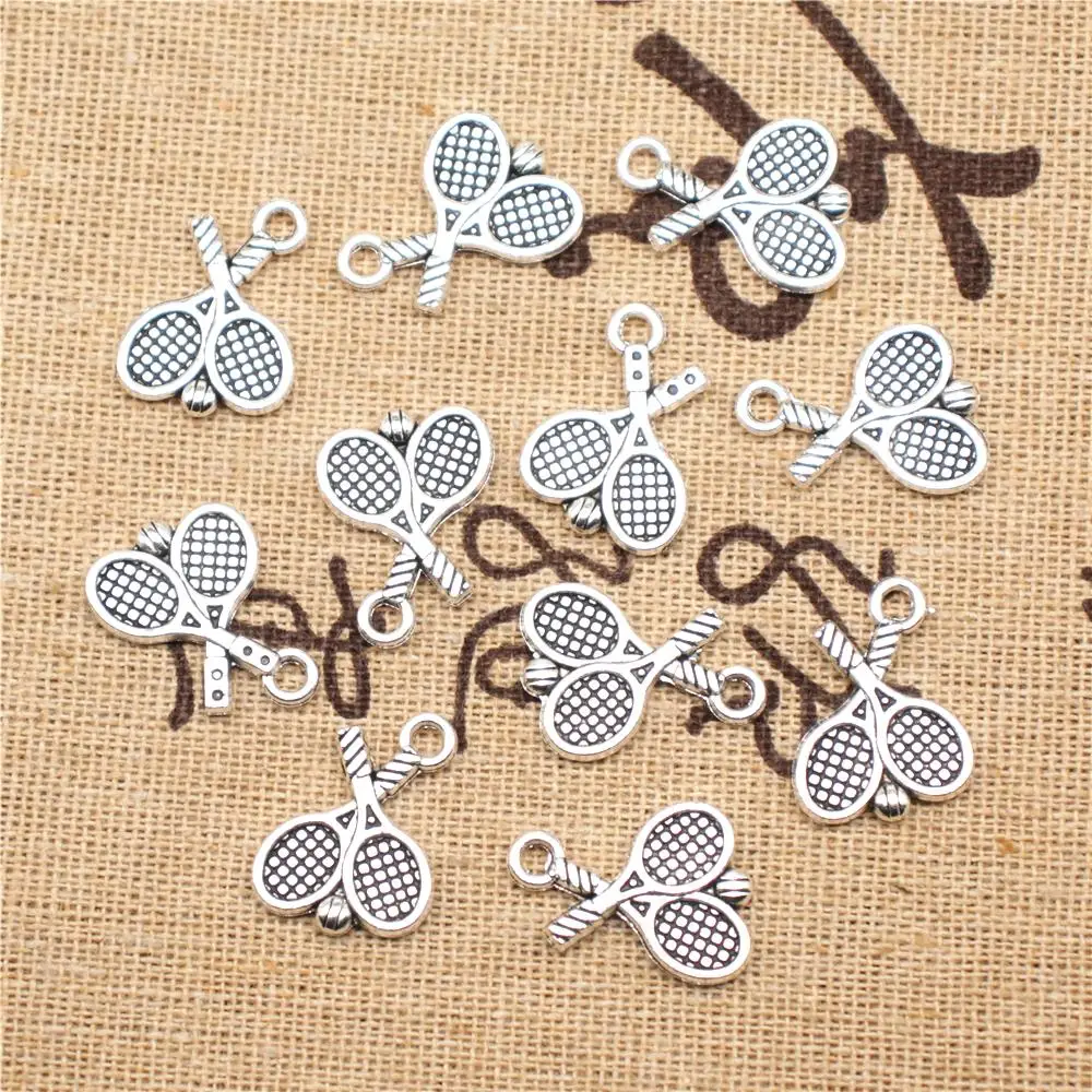 

Charms for jewelry making 10pcs 14x19mm antique silver color Tennis racket charms