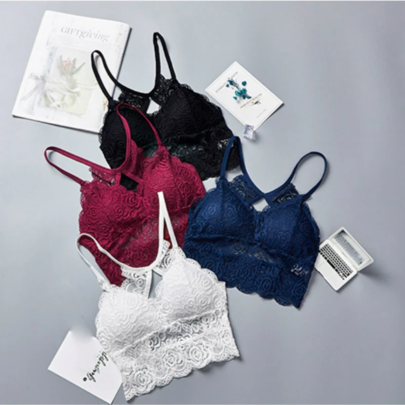 Женский кружевной бюстгальтер пуш ап без косточек с открытой спиной и чашкой