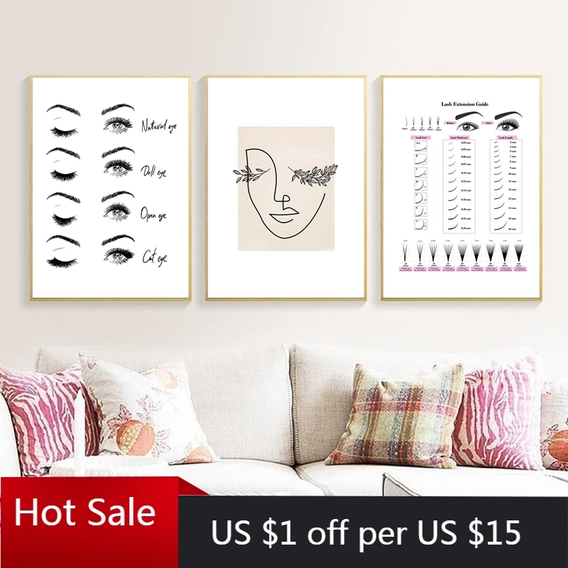 Современная модная картина для наращивания ресниц на холсте принты макияжа