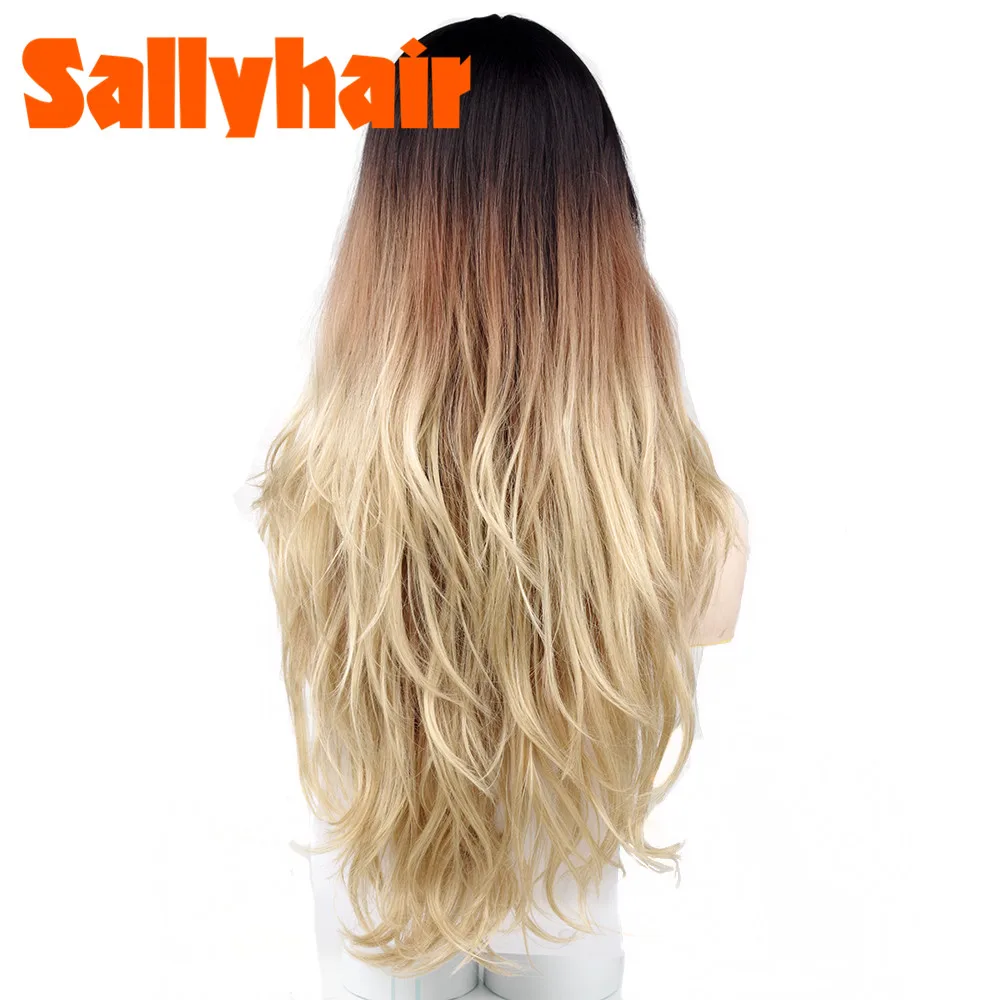 Ombre Color Lace Front Wig Synthetic Wigs Long Middle L Part Natural Wave Black Pink Wavy DIY Hair Hairstyles | Шиньоны и парики