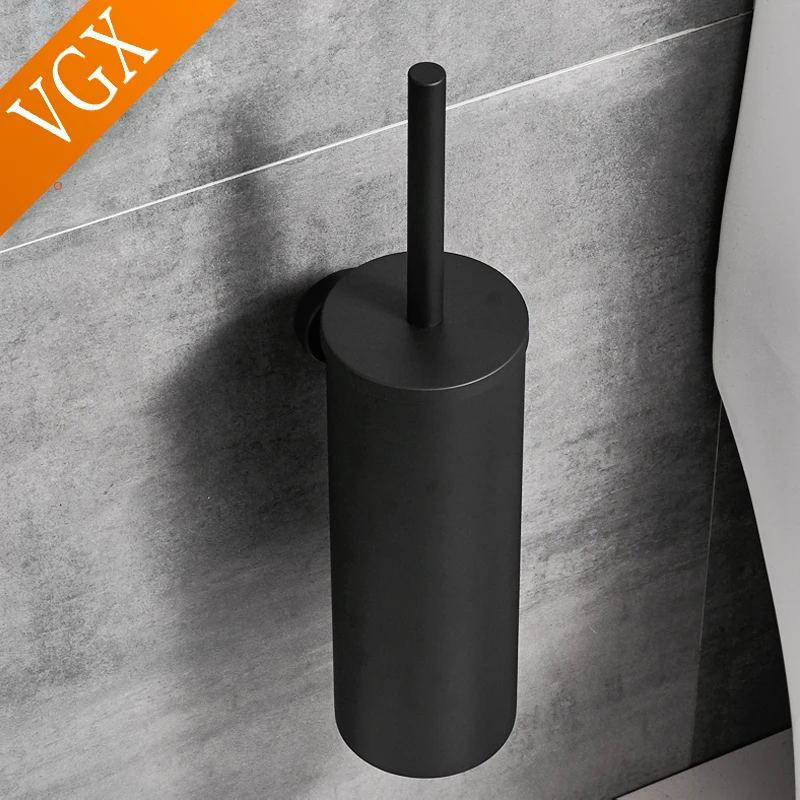 vgx bathroom toilet brush holder stainless steel wall mount cleaning brush holder set household accessories black brushed chrome free global shipping