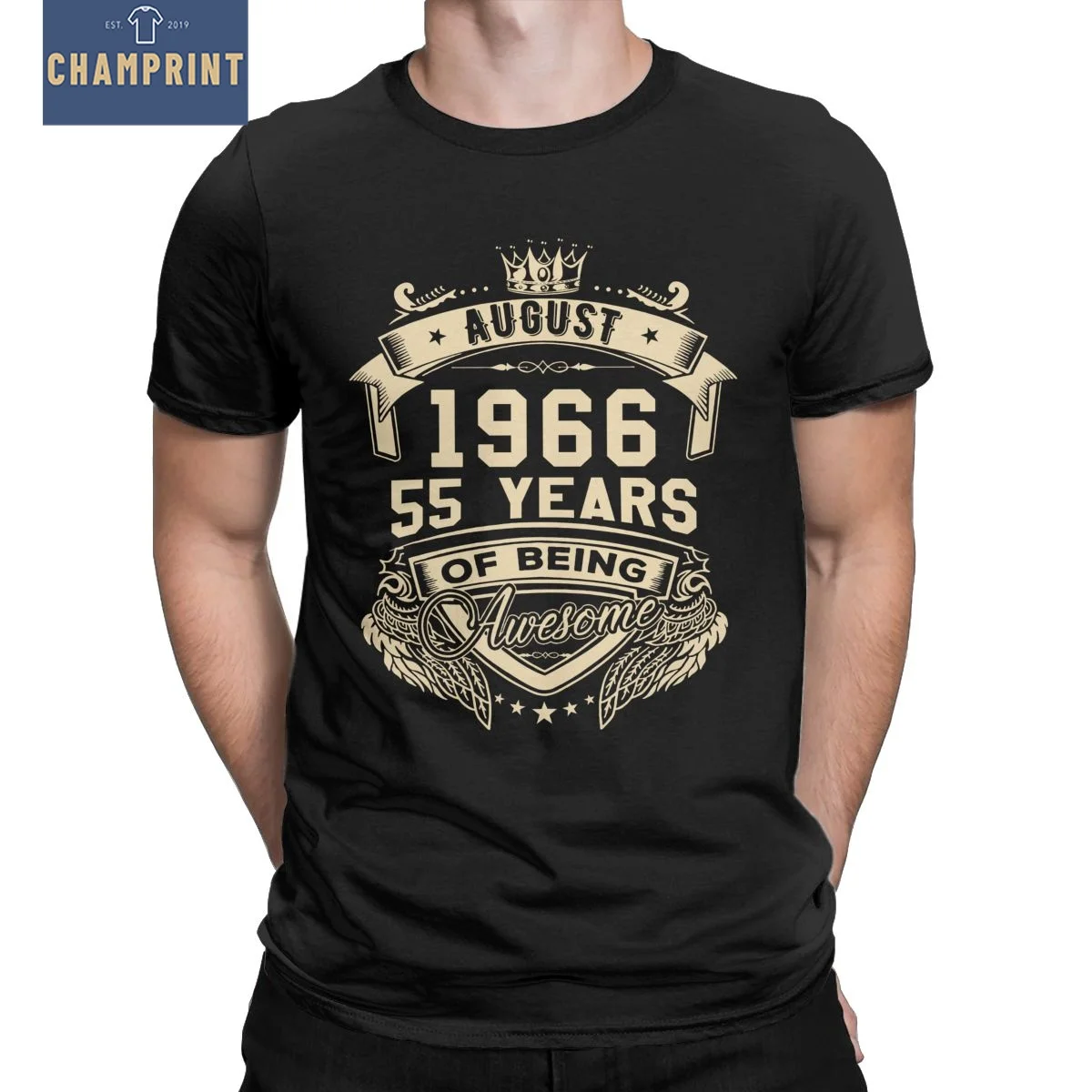 

Men T-Shirts Born In August 1966 55 Years Of Being Awesome Limited Cotton Tees 55th Birthday T Shirt O Neck Clothes Gift Idea