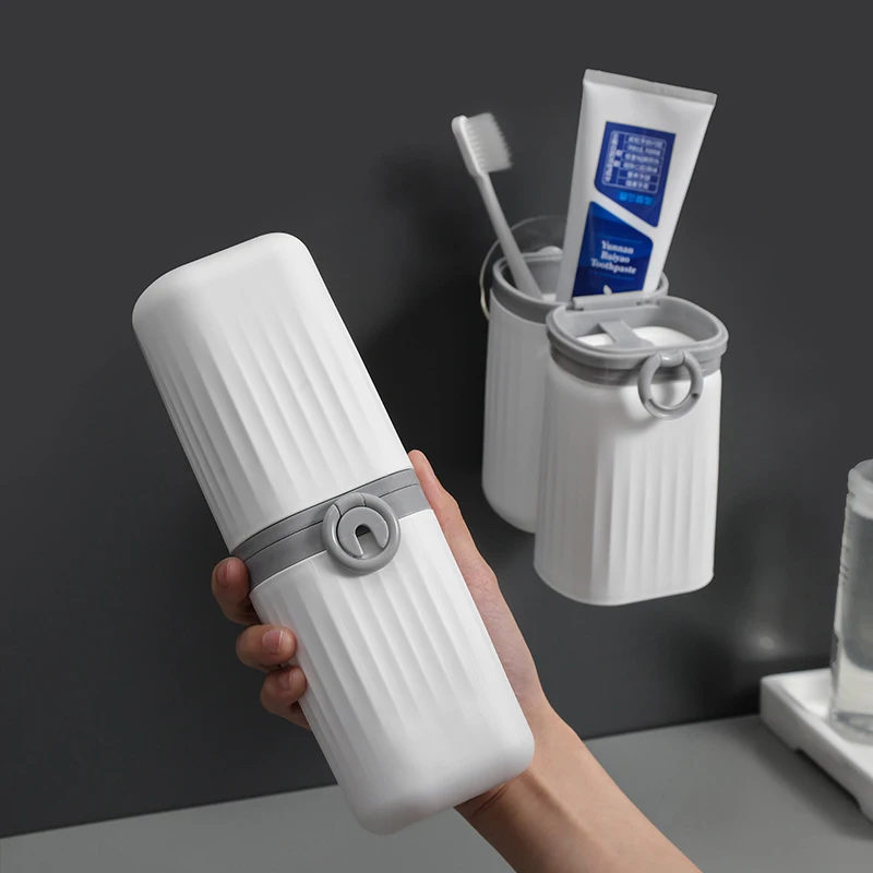 

Wall Mounted Multifunction Portable Plastic Travel Toothbrush Toothpaste Storage Case and Carrier Holder for Camping Bathroom