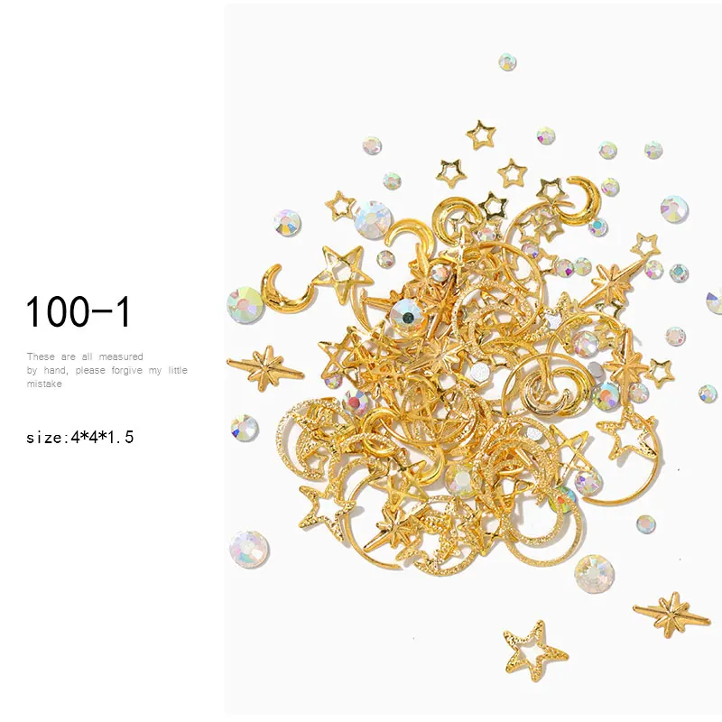 XY01 HNUIX смешанные стили Lune Star блеск для ногтей Стразы Bijoux Charmes драгоценные камни метал транш заклепки DIY 3D Dos Plat дизайн ногтей - Цвет: XY01