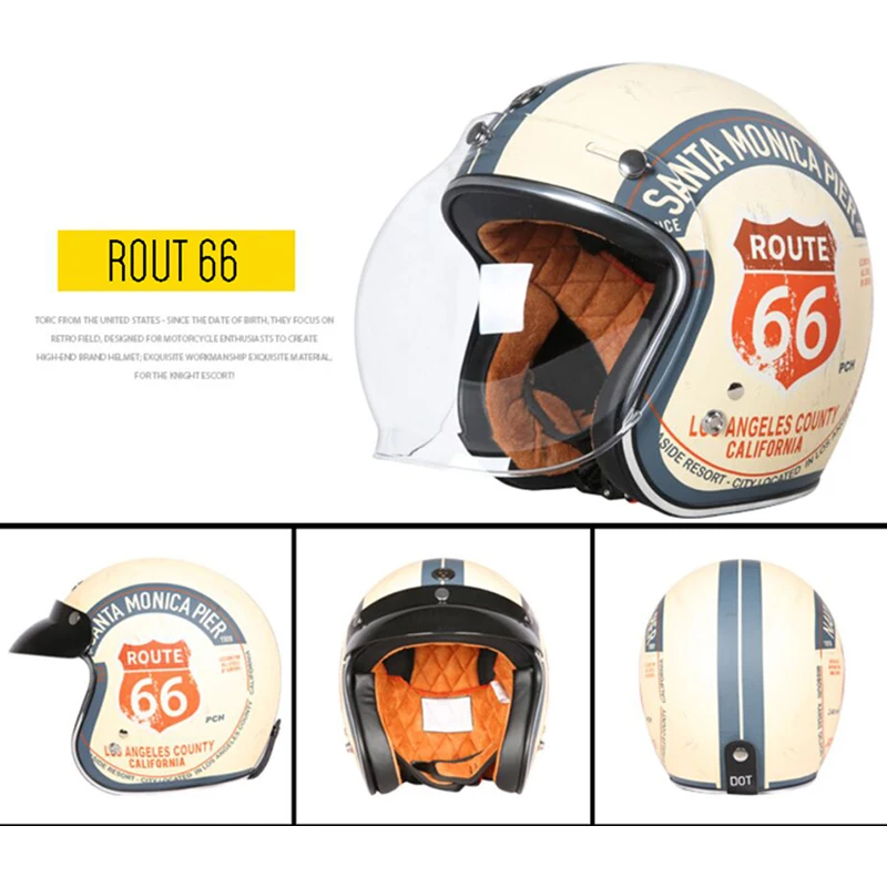 Мотоциклетный шлем TORC Moto Casco с открытым лицом мотоциклетные шлемы 3/4 в стиле ретро