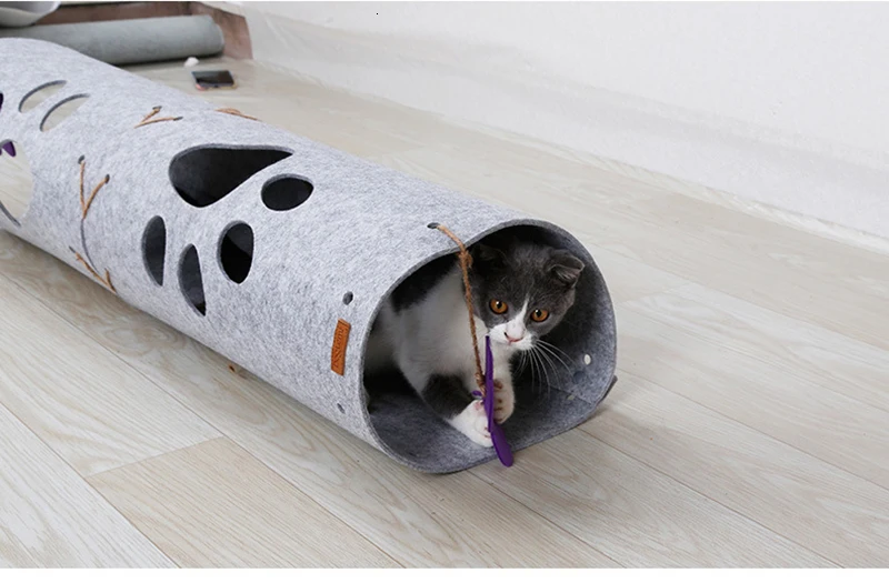 DIY натуральный войлочный туннель для кошек, комбинированный сшивной складной коврик для кошек, игровой канал, рулон дракона, головоломка, игрушка для кошек, товары для домашних животных