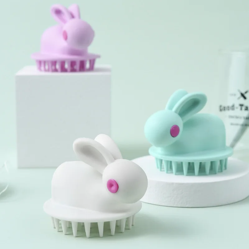 Cepillo de ba&ntilde;o para beb&eacute;, cepillo de masaje de champ&uacute; de conejo bonito, suministros de peluquer&iacute;a, peine de masaje de champ&uacute; para beb&eacute;, 1 unidad-0