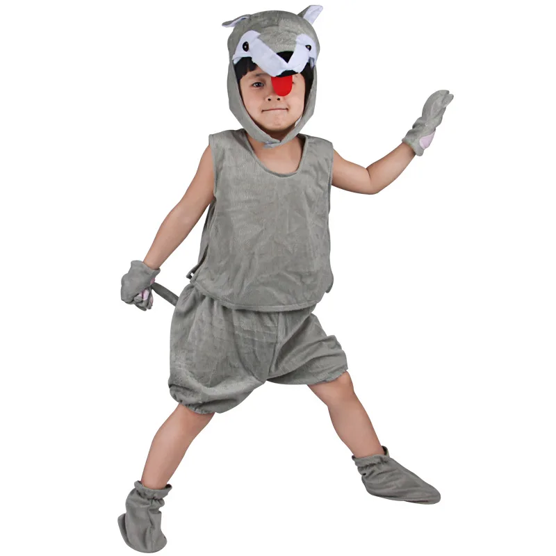 

Kid Cosplay Performannce Costumes Short Sleeve Animals Theme Wolf Disfraz Jumpsuit Children Birthday Party Role Play