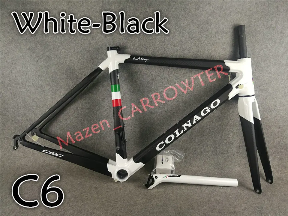Just C6 3 к матовый черный белый Colnago C60 карбоновая рама+ руль+ седло+ клетки для бутылок+ 50 мм карбоновый набор колес с NOVATEC A271 ступицы - Цвет: Just C6