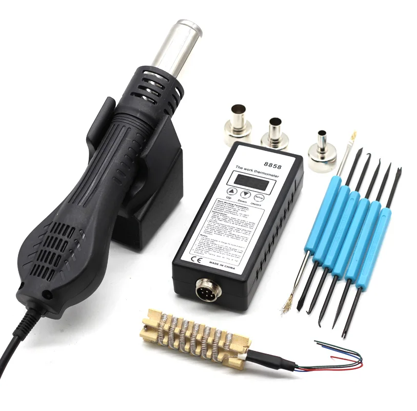 8858 Тепловая пушка фен для волос с горячим воздухом паяльная фен пистолет BGA паяльная станция воздуходувка отпайка ремонтный инструмент vs 858D 8586 - Цвет: E