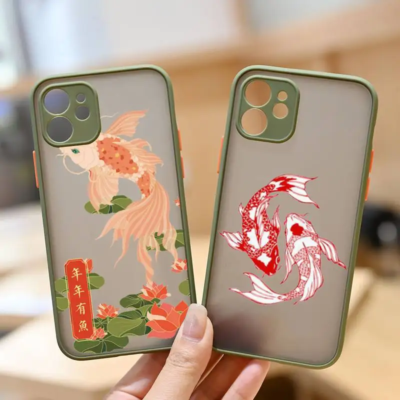 

Koi Carp design pattern Phone Case matte transparent For iphone 11 12 13 6 s 7 8 plus mini x xs xr pro max cover