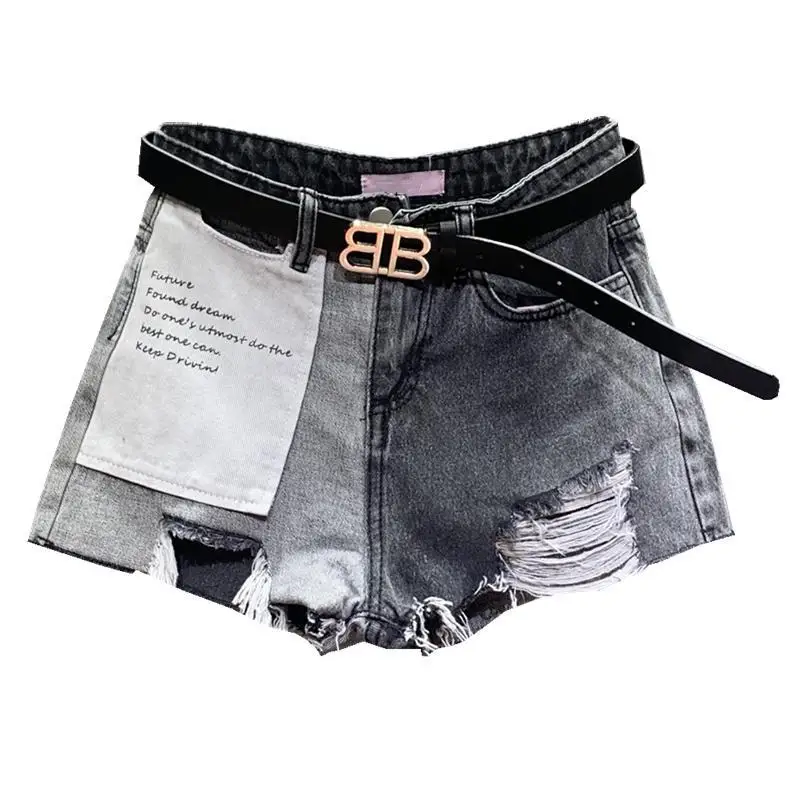 

Vintage Sexy Ripped Summer Casual Fashion Wide Leg Korean Plus Size Short Pants Hot High Waist Women's Jean Denim Shorts Female