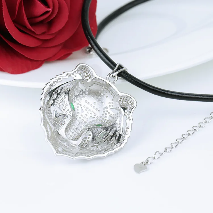 925 пробы серебро Циркон Подвеска &quotПантера&quot &amp ожерелье нержавеющая сталь с